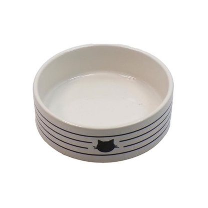 Picture of Bubimex white Striped Ceramic Cat Bowl